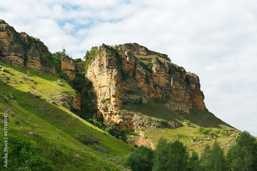 Beautiful cliffs in foothills of North Caucasus.