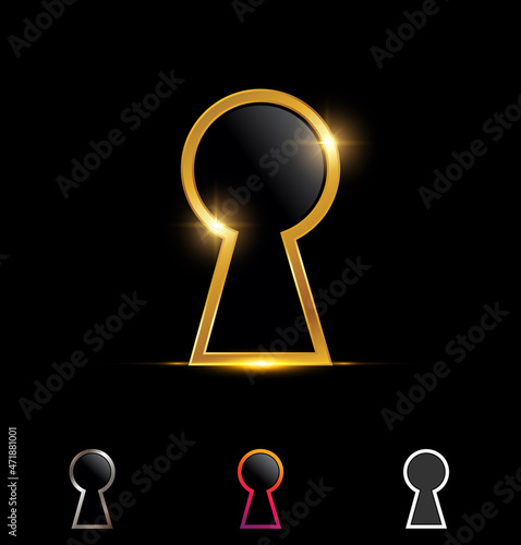 Golden Key Hole Vector Sign