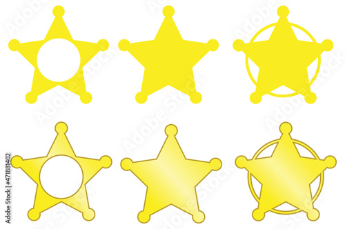 Sherriff Star Badge Clipart Set - Yellow Gold photo