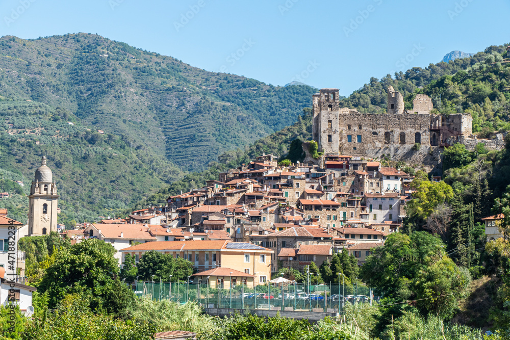 Panoramic view of Dolceacqua in Liguria