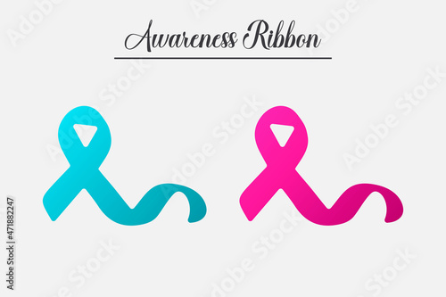 Awareness ribbon set, Cancer awareness ribbon, Cancer day, Breast cancer awareness month, cancer awareness symbol, pink ribbons