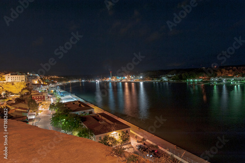 Night views of the Port of Mahon in Menorca - Spain. photo