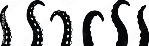 Tentacle with Suckers Clipart Set - Silhouette / Stamp