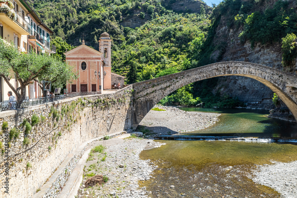 The beautiful Roman stone bridge in Dolceacqua