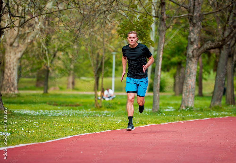 Fototapeta premium Active man preparing for marathon