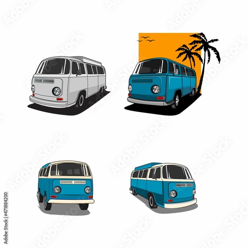  bundle set  camper van car vector