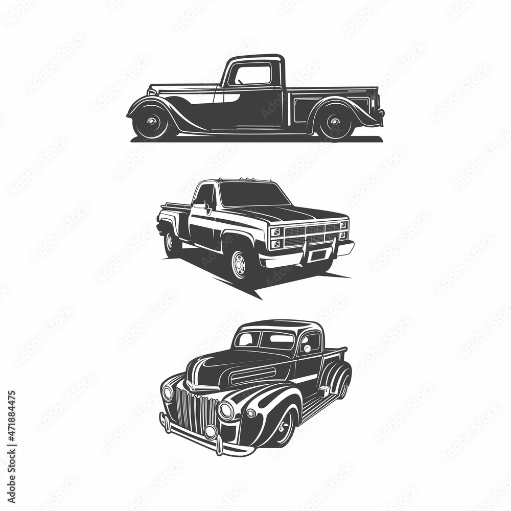 pickup truck silhouette - obrazy, fototapety, plakaty 