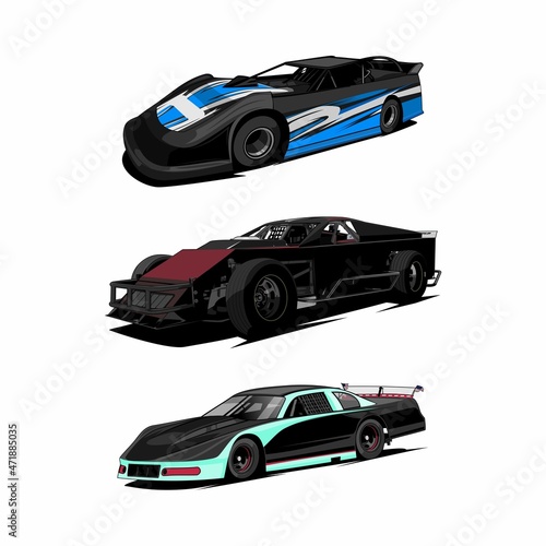  bundle set dirt racing car vector