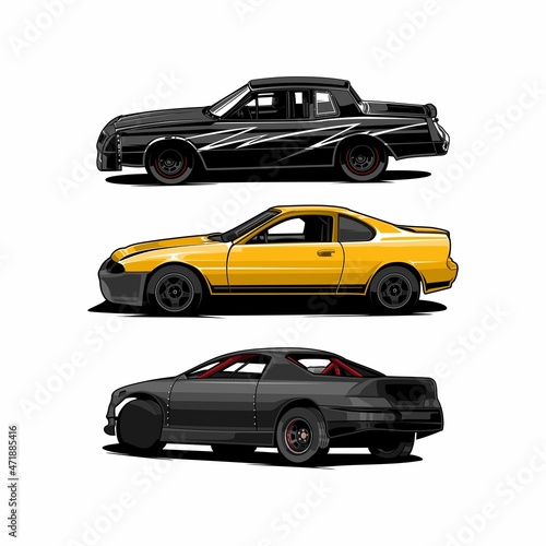  bundle set stock car racing vector © selamet