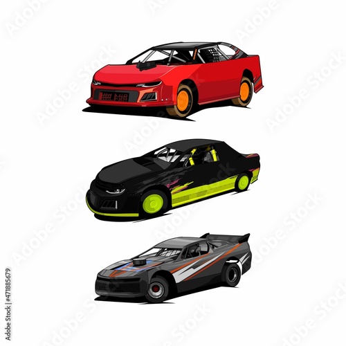  bundle set stock car racing vector photo