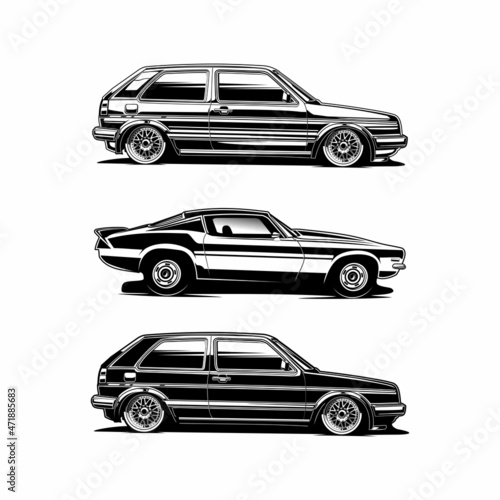 bundle set  muscle car silhouette