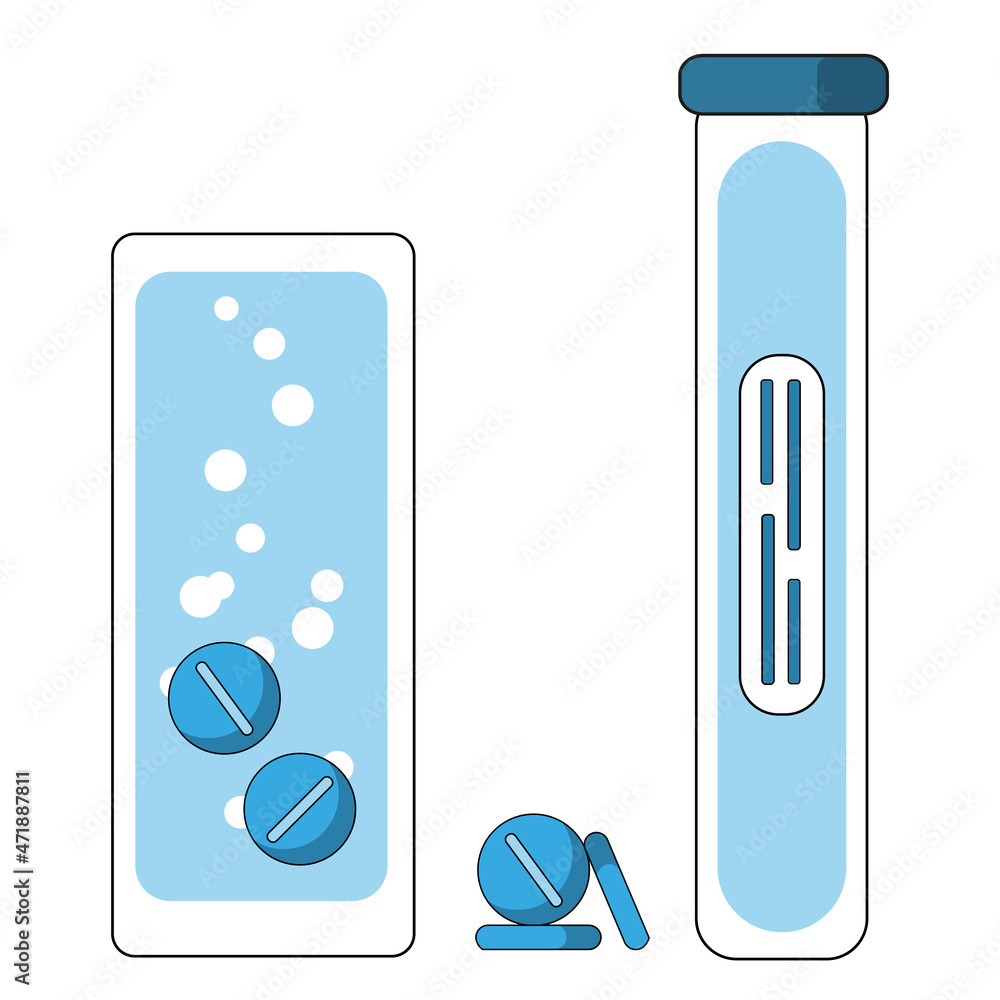 A glass of water in a dissolving tablet A glass of water in a dissolving tablet