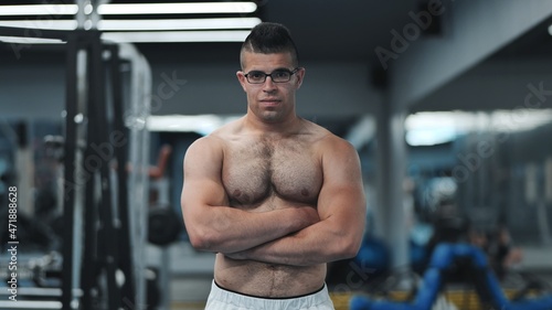 Muscular Arab in the gym after a workout.