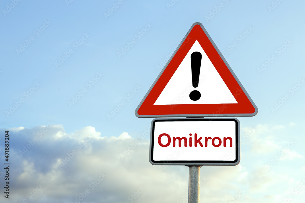 road sign with the german word Omikron