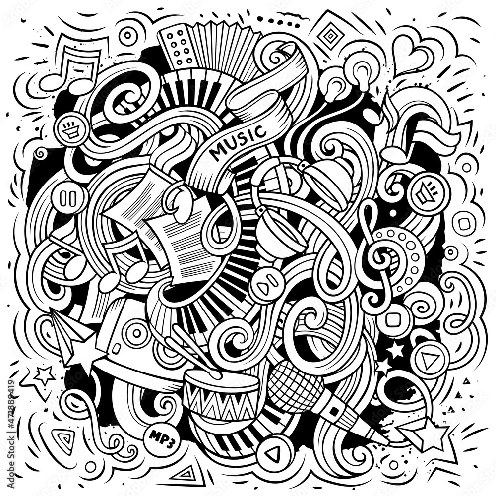 Music hand drawn vector doodles illustration. Music hand drawn vector doodles illustration.