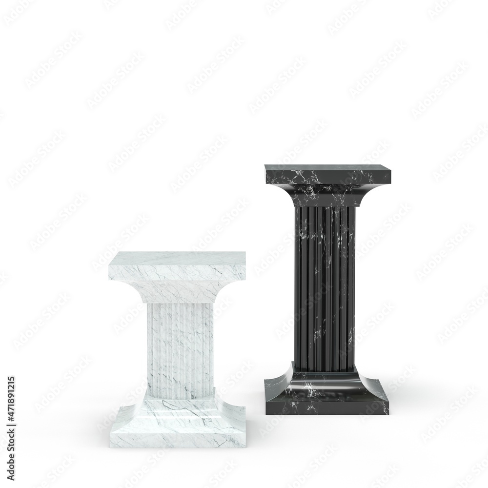 Obraz premium Colonnes en marbre noir et blanc pour présentation de produit - podium