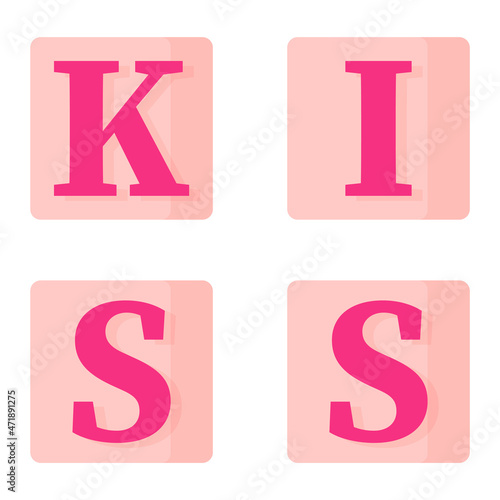 Scrabble board game with the word kiss. Wedding and valentine day concept.