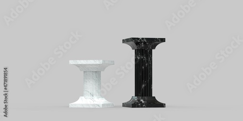 Colonnes en marbre noir et blanc sur fond gris
