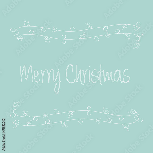 Christmas greeting card with holly branches and berries