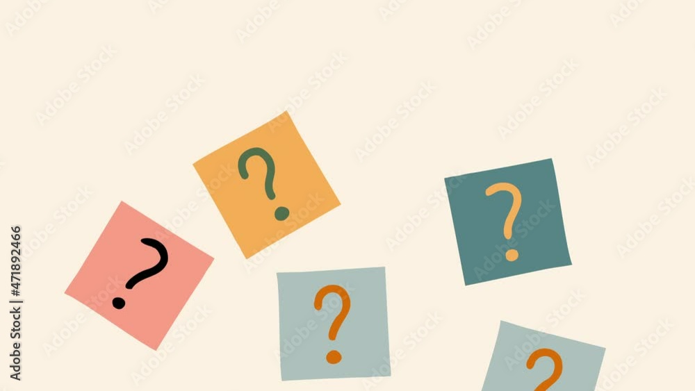Motion graphics. Animation of falling cards with question marks. A stream of questions. Q and A, FAQ Motion graphics. Animation of falling cards with question marks. A stream of questions. Q and A, FAQ