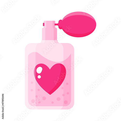 Perfume or eau de toilette with a heart. Wedding and valentine day concept.