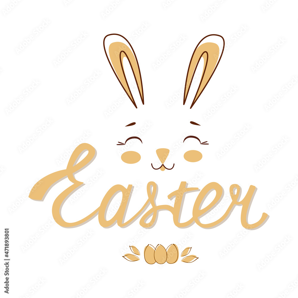 Obraz premium Vector illustration Lettering Easter with Easter bunny