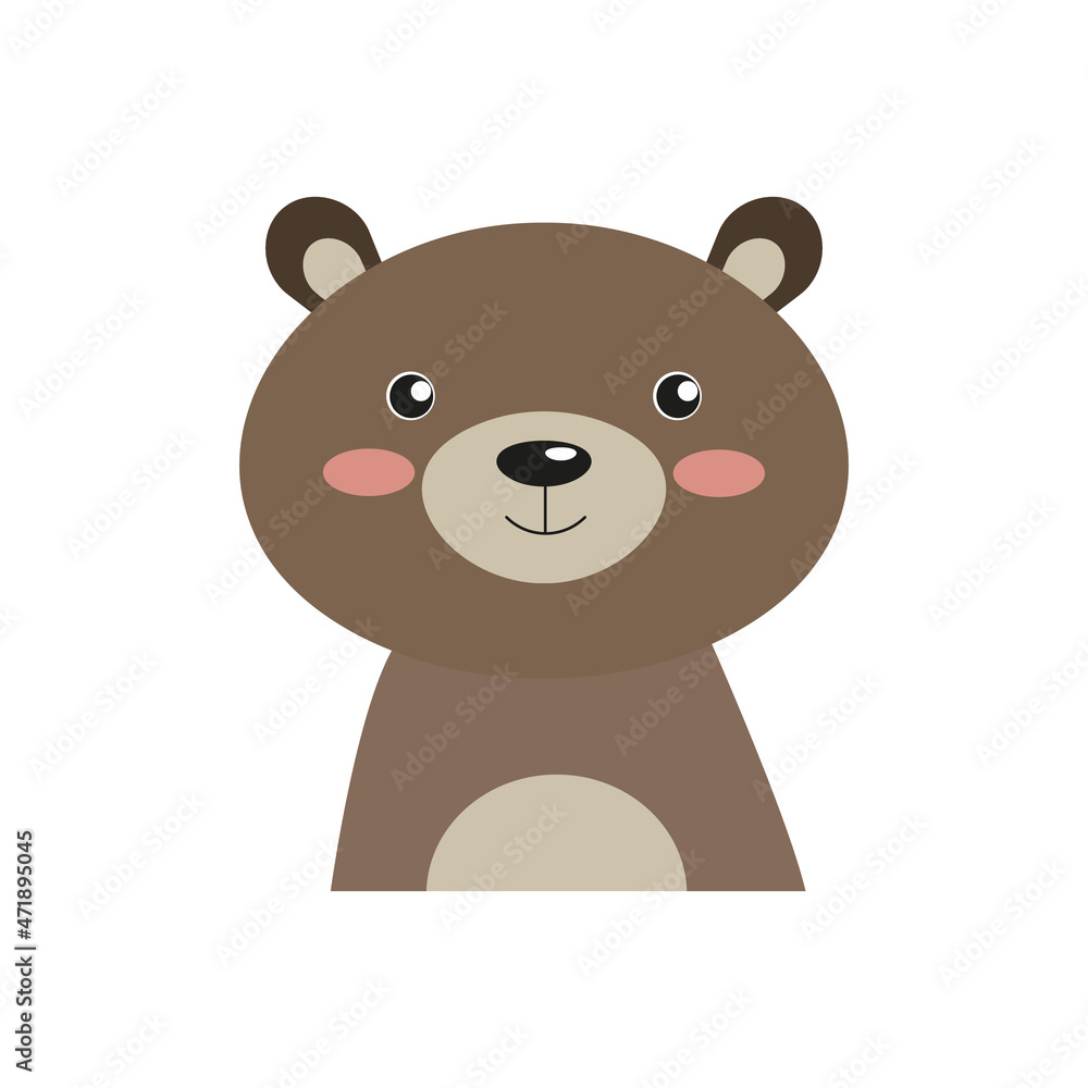 card with a cute brown bear in the Scandinavian style on a white background. cartoon character forest animals, flat drawing animals.Vector element for children. card with a cute brown bear in the Scandinavian style on a white background. cartoon character forest animals, flat drawing animals.Vector element for children.