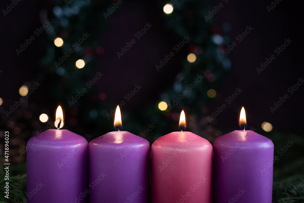 advent candles burning