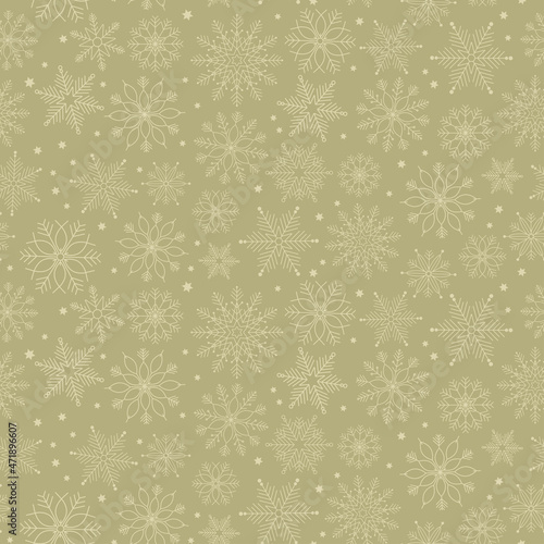 Winter seamless pattern for background, snowflakes vector illustration. Christmas design of happy holidays. Perfect for banner border package wallpaper.