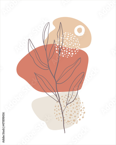 caver Minimal floral line art. Modern abstract background. Trendy design. Pastel color palette.