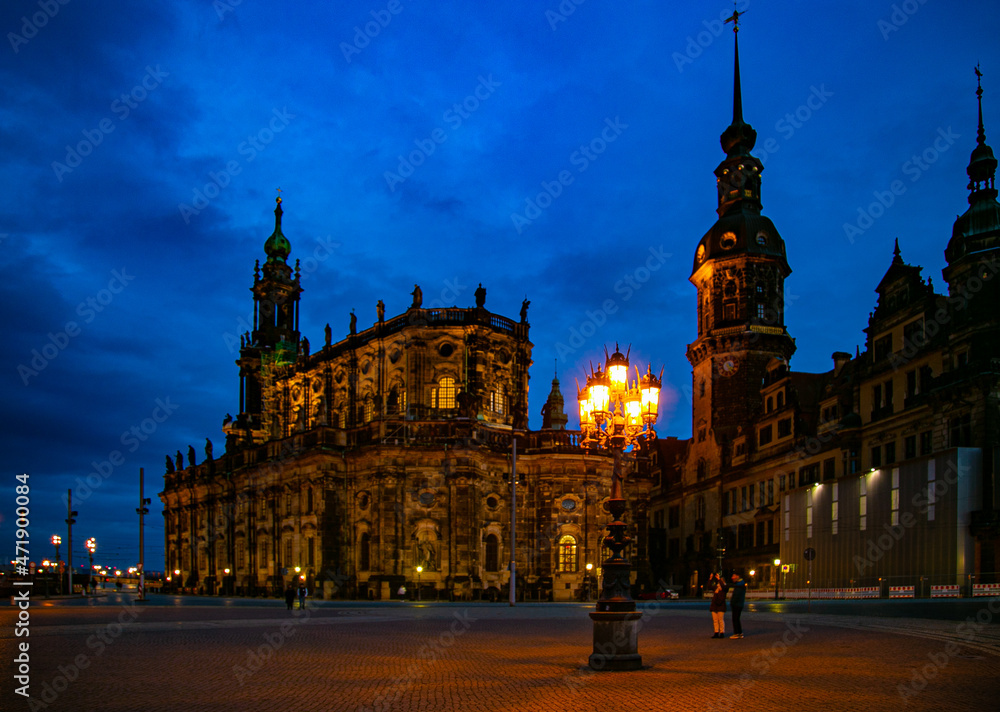 Evening Dresden in autumn.