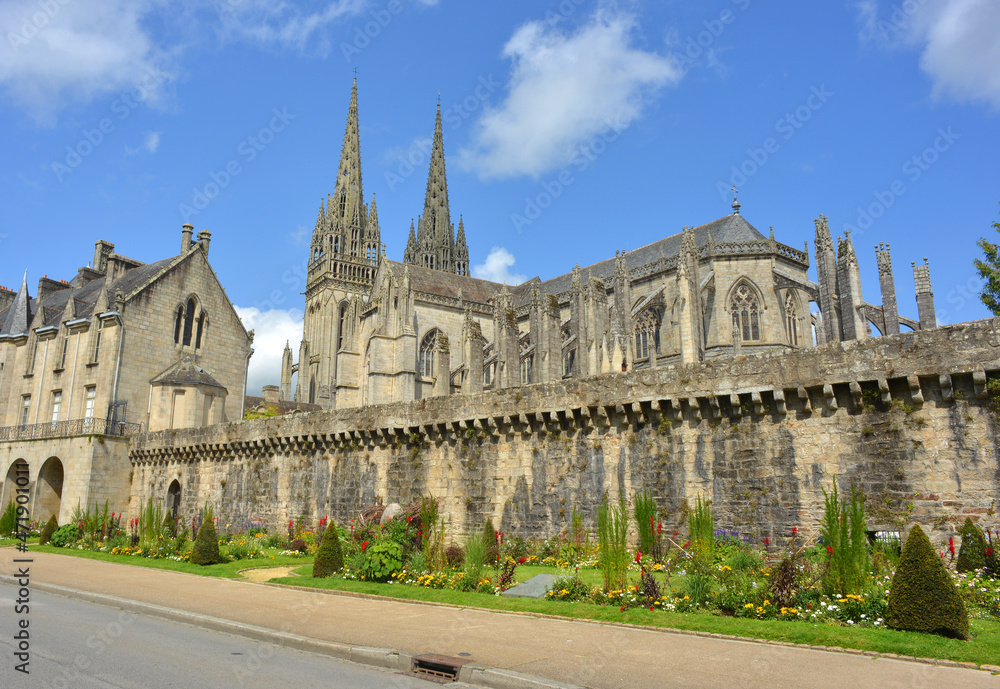 Quimper, Finistere, France, view to the cathedral Saint Corentin and the Breton Country Museum