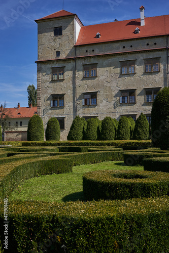 Bucovice, Czech Republic - September 10, 2021 - the renaissance castle garden in sunny summer afternoon photo