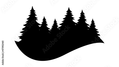 Pine Trees, black silhouette, Logo Vector Template Illustration Design, Forest Logo Design