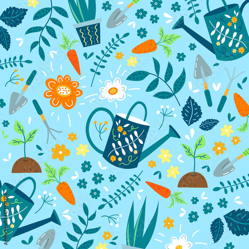 Vector pattern with elements for gardening