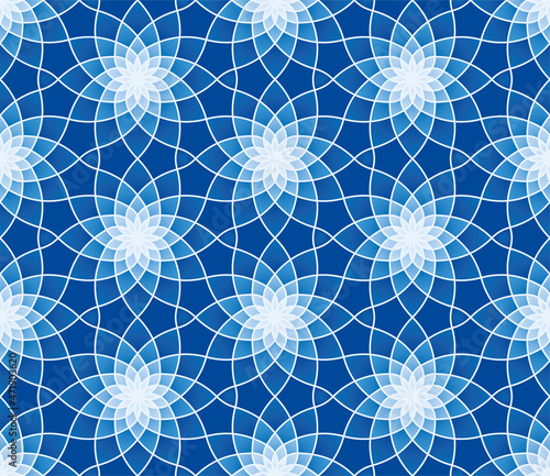 Floral Seamless Pattern in Blue Color . Vector tileable pattern for your design.