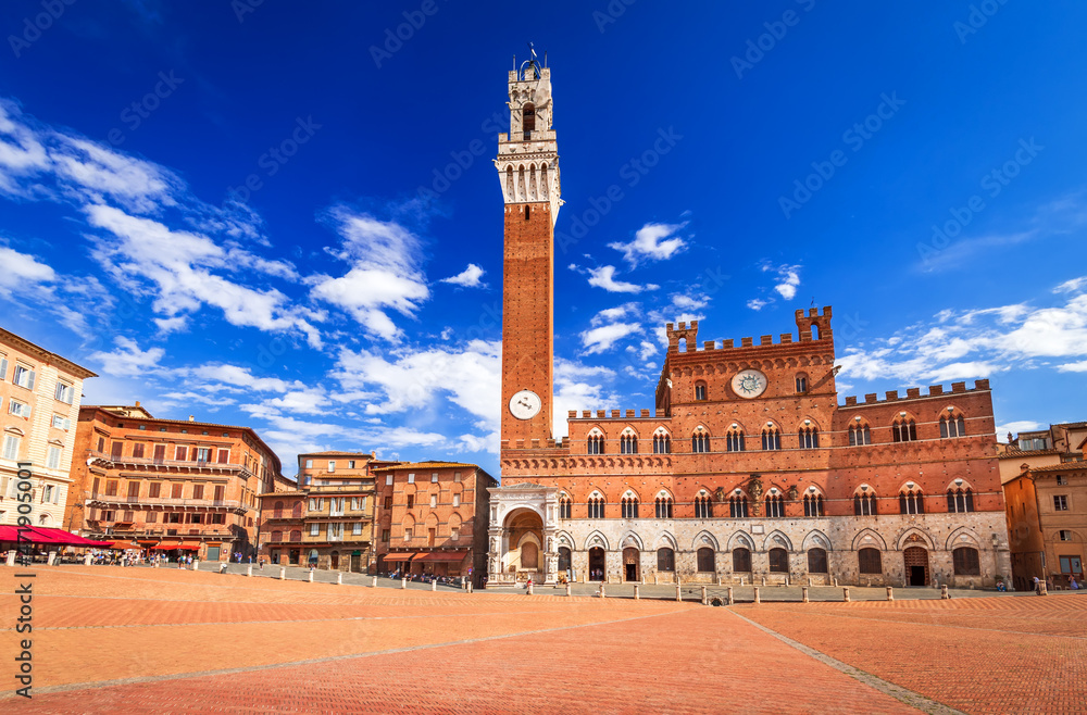 Siena, Italy - Piazza del Campo and the Mangia Tower