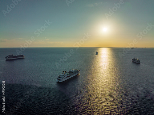 Cyprus - Giant cruise ships are waiting near the coast. Pending the travel because the Covid-19 is here © SAndor