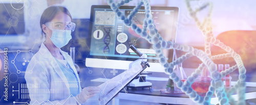 Scientist studying sample i...