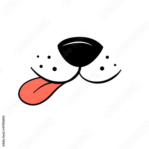 Dog face mask with tongue