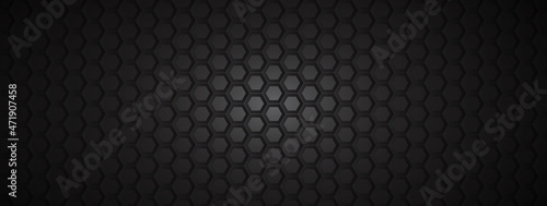 Black hexagon abstract texture background - Vector