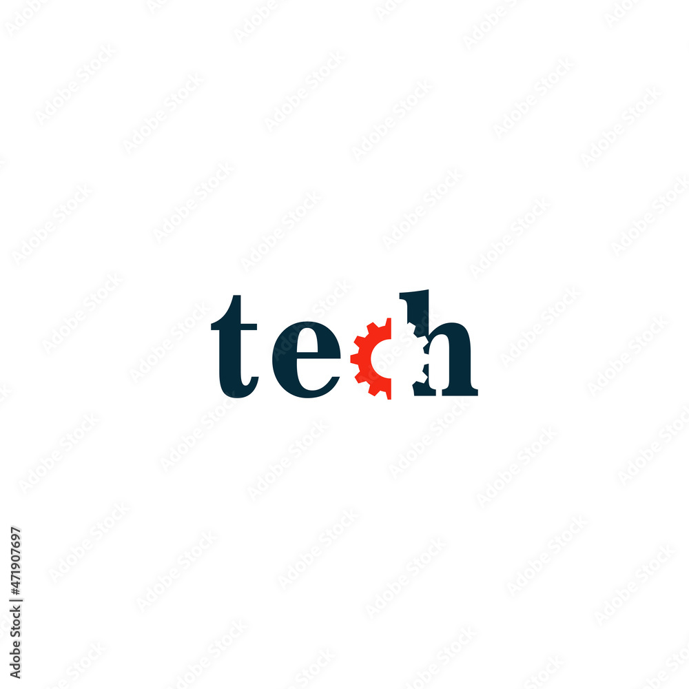 Abstract Typography Technology Service Logo Design Vector