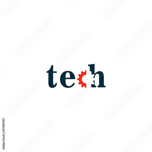Abstract Typography Technology Service Logo Design Vector