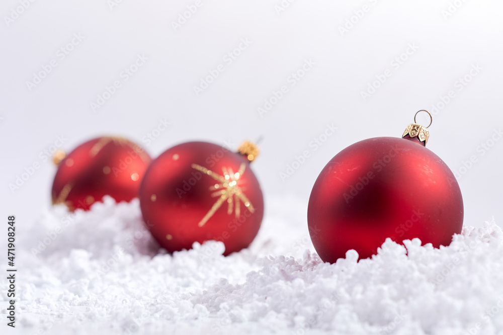 Christmas composition. a pattern of christmas balls on white background Christmas composition. a pattern of christmas balls on white background