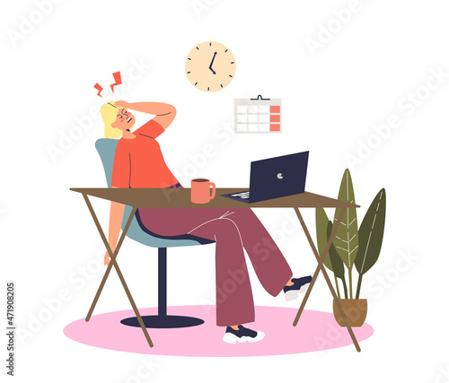 Upset female worker feel angry, stressed and frustrated working on laptop computer in office