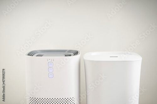 Modern humidifier and air purifier, close-up.