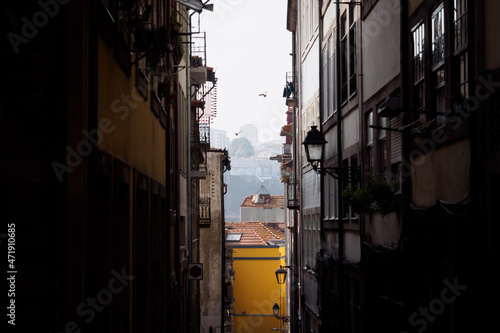 View on the other bank of the Douro river from the alleys of old Porto