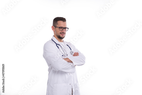 Doctor Hands Crossed Isolated. Man Doctor Hands Crossed Medical Concept.