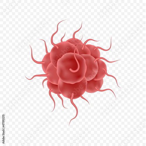 Realistic germ. Microscopic bacillus and infection cell, colorful bacteria and microorganism icon