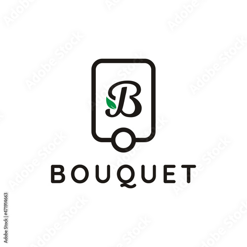 Initial Letter B and Leaf for Vintage Bouquet Logo Design Inspiration